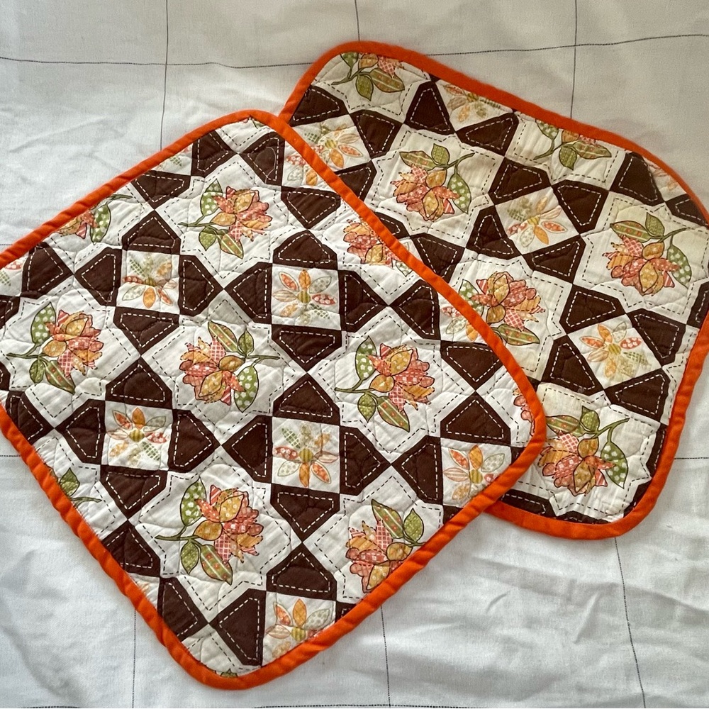 Vintage Fall Faux Patchwork Placemats Set